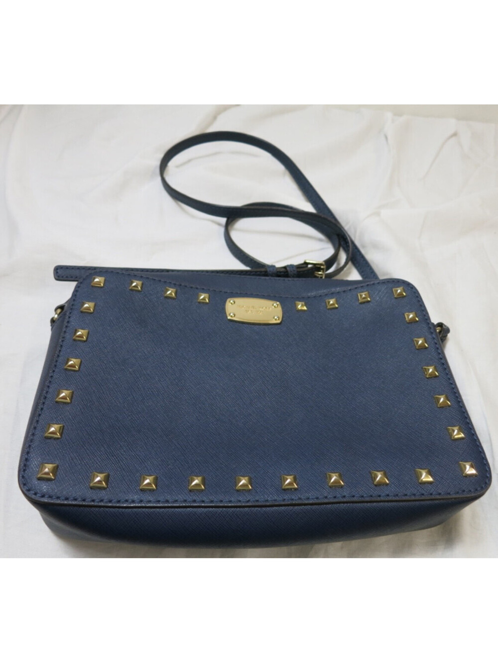 Michael Kors blue studded crossbody bag